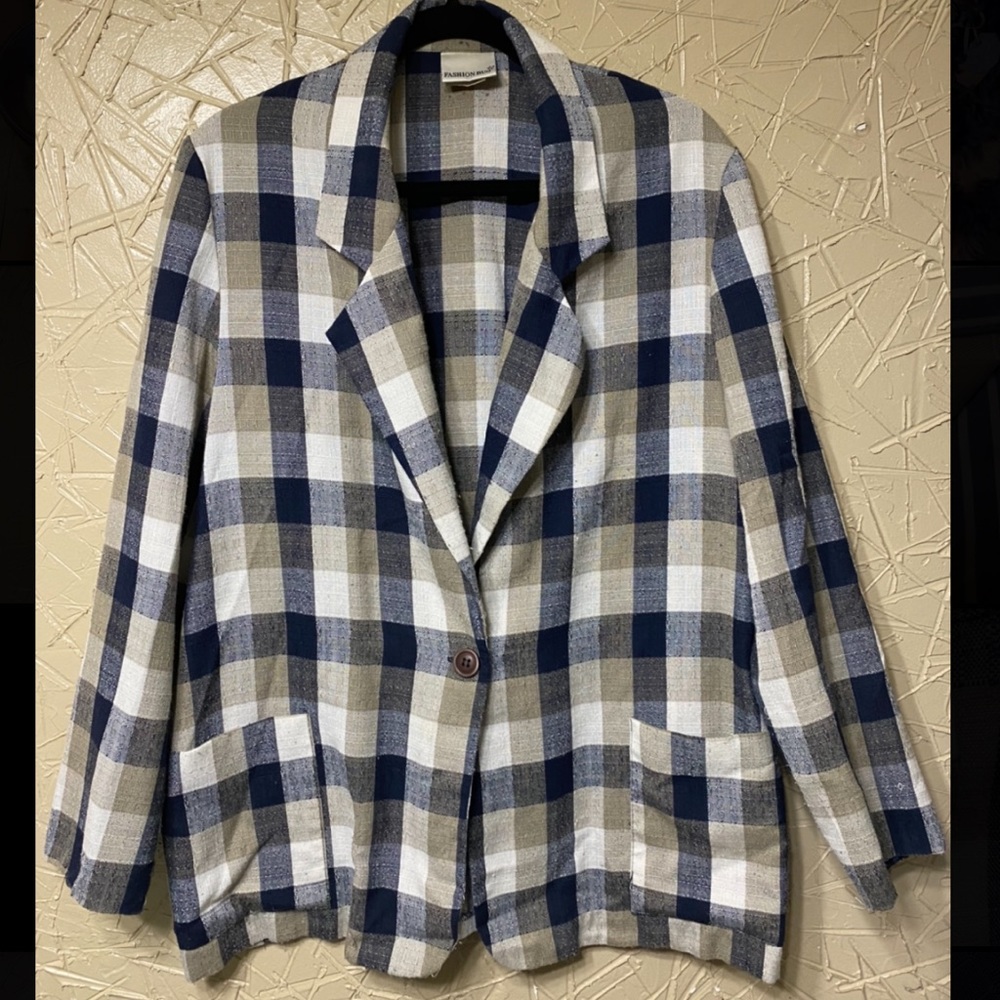 Fashion Bug Plaid Boyfriend Blazer